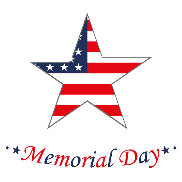 Memorial Day with star in national flag colors - Vector, Image