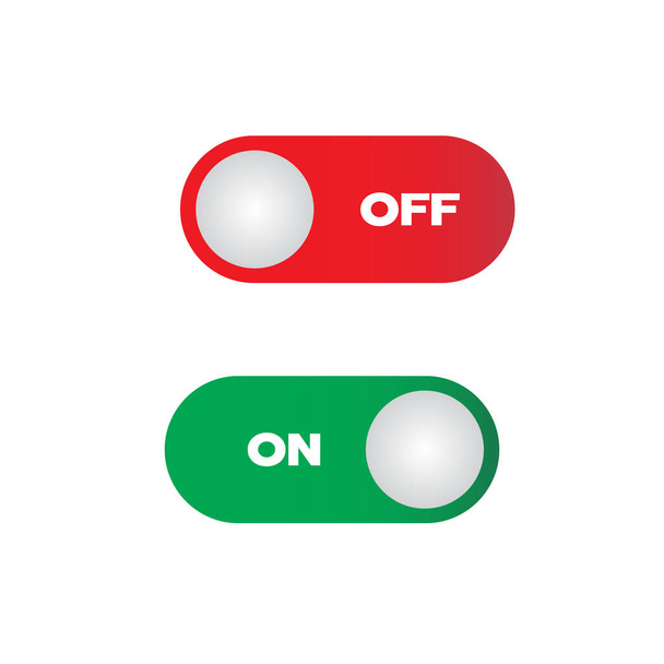 On and Off toggle switch button. Red and green. - Vector, imagen