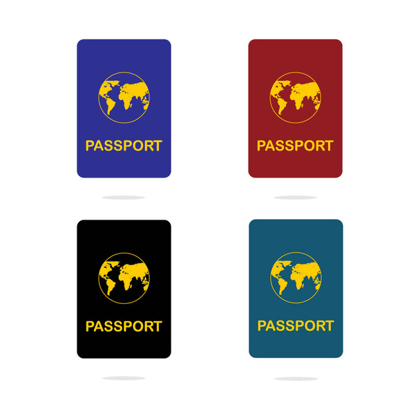 Beaucoup de passeport international sur fond blanc, illustration vectorielle. Set avec passeport
. - Vecteur, image
