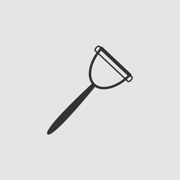 Icono de pelador de utensilios de cocina plano. Pictograma negro sobre fondo gris. Símbolo ilustración vectorial
 - Vector, imagen