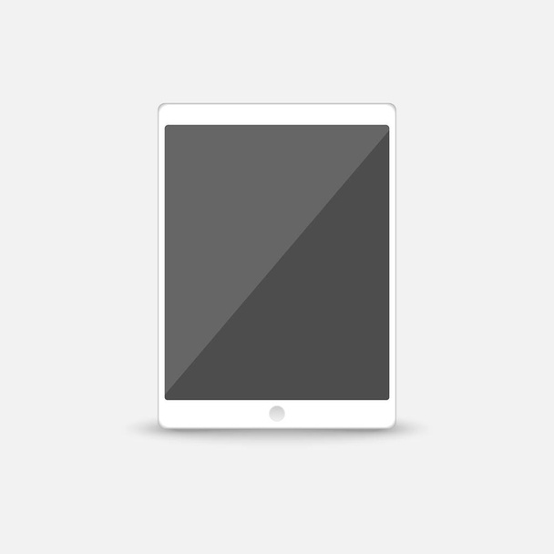 Tablet digital inteligente branco com ícone de tela cinza em design de estilo plano, isolado em fundo azul, vetor
 - Vetor, Imagem