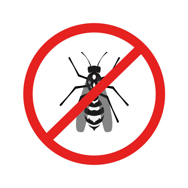 Sem insectos! vespa e sinal de proibição, plana
 - Vetor, Imagem
