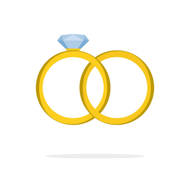 Vector wedding rings icon. Flat design - Vetor, Imagem
