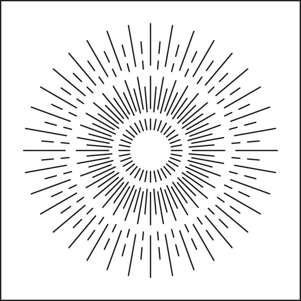 Ακτίνες ήλιου ζωγραφισμένες στο χέρι, γραμμικό σχέδιο - Διάνυσμα, εικόνα