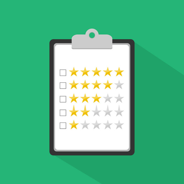 Clipboard with rating stars and checkboxes. Vector illustration in EPS10. - Vector, Image