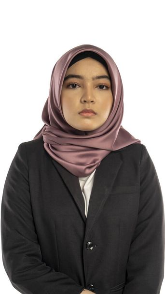 Business Lifestyle, Cute Malay Woman wearing hijab isolated background - 写真・画像