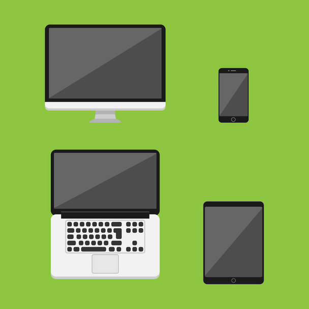 Realistisches Set von Monitor, Laptop, Tablet, Smartphone - Stock Vector Illustration - Vektor, Bild