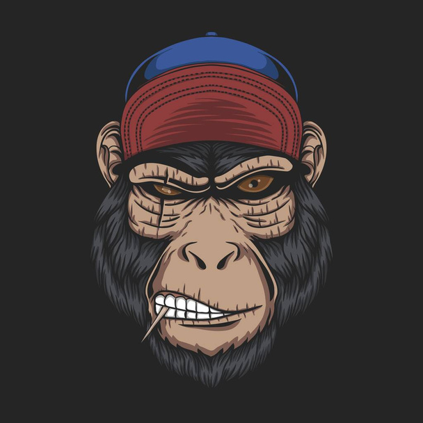 Monkey head cap vector illustration for your company or brand - Vector, Image
