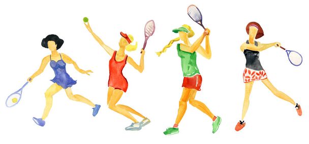 Femmes jouant au grand tennis
 - Photo, image