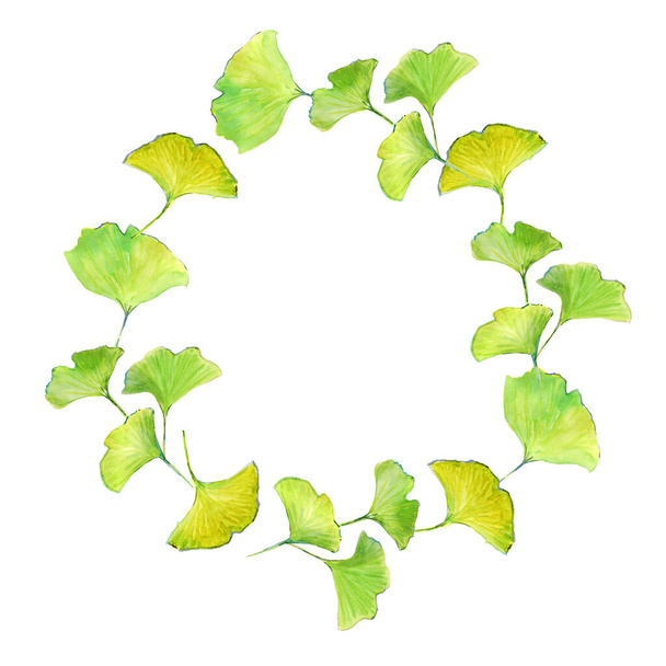 Floral frame with ginkgo leaves - Фото, зображення