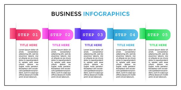 Business Infographics presentatie sjabloon met stappen of opties. Gebruikt voor workflow layout, proces flow, diagrammen, business steps, web design, pakket opties. Vectorillustratie. - Vector, afbeelding