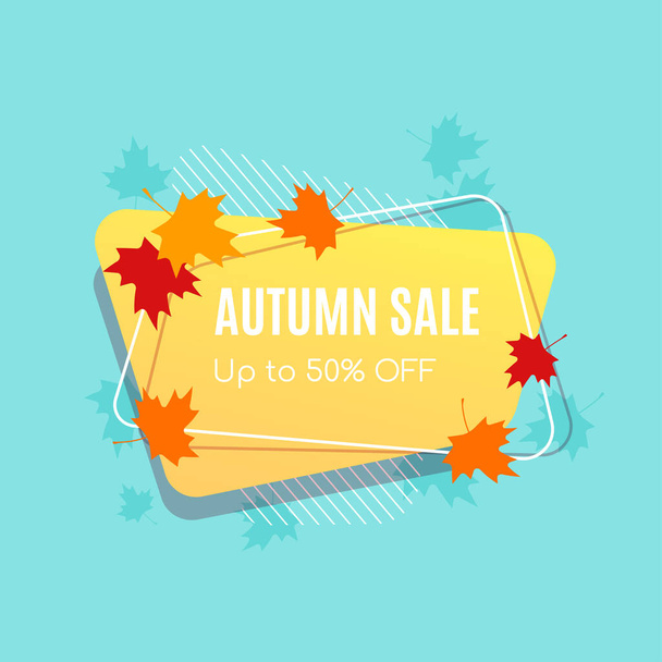 Autumn sale vector banner abstract background design with fall leaves, autumn typography and discount text. Vector illustration. - Вектор, зображення