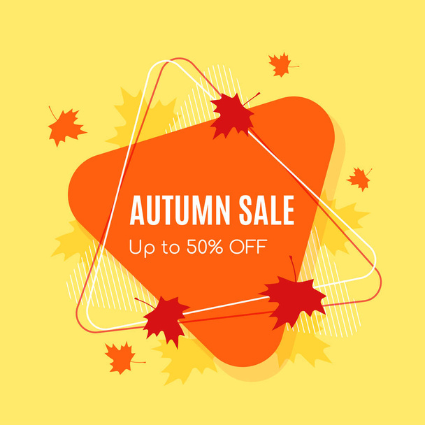 Autumn sale vector banner abstract background design with fall leaves, autumn typography and discount text. Vector illustration. - Вектор,изображение