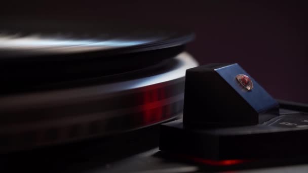 Vinyl record spinning on turntable. Close up shot - Footage, Video