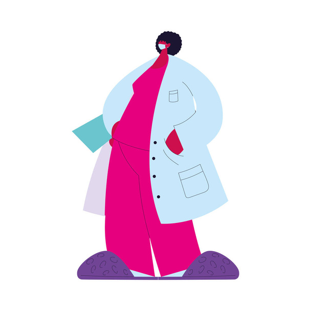 женщина врач в маске и платье
 - Вектор,изображение