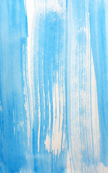 Watercolor background fill in blue. Beautiful movement in the brush on watercolor paper. Handmade work. Unique performance. Creative watercolor background. - Fotó, kép