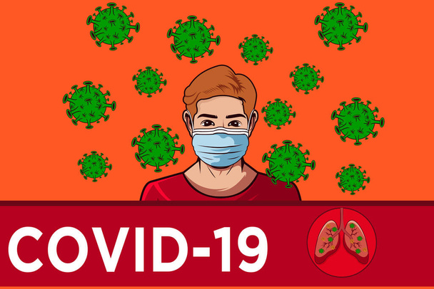 Ilustracja wektora walki z wirusem covid-19 lub koronawirusem. - Wektor, obraz