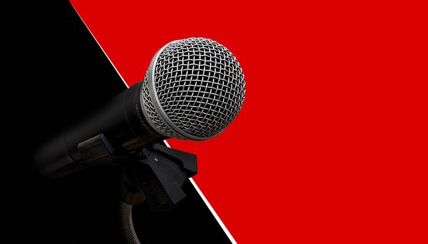 microphone on red and black background - Photo, Image