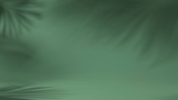 Luxus Blatt Schatten Blätter in leerem grünen natürlichen Hintergrund. Konzept Szene Bühne Vitrine, Produkt, Natur, Parfüm, Promotion-Verkauf, Banner, Präsentation, Kosmetik. 3D-Renderer - Foto, Bild