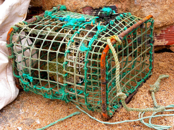 Сітка сітки рибної пастки в морському порту
 - Фото, зображення