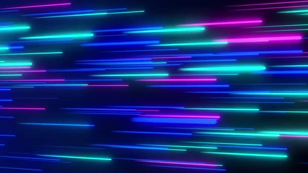 Abstracte neon lichtlijnen. Internetglasvezelstroom. Technologie netwerk verbinding concept. Beweging Grafische achtergrond in 4K. - Video