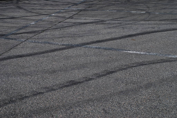 Black tire marks of a car on asphalt - Photo, Image
