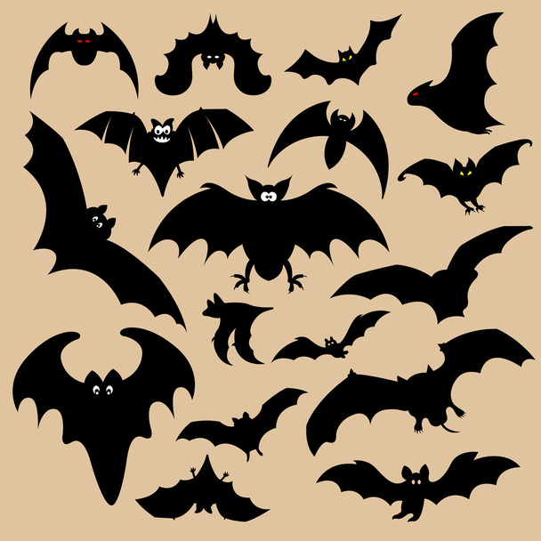 Siluetas de murciélagos
 - Vector, imagen