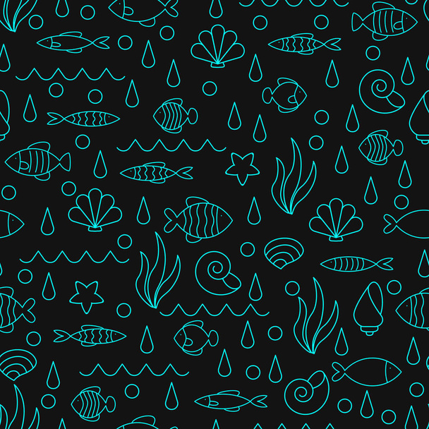 Conjunto de garabatos vectoriales de peces marinos de diferentes formas, aislados sobre fondo blanco. Ilustración para el diseño sobre el tema de los animales marinos, mar, viajes
. - Vector, Imagen