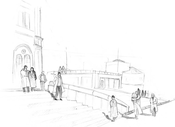Yoldan geçenlerin el çizimi - Fotoğraf, Görsel