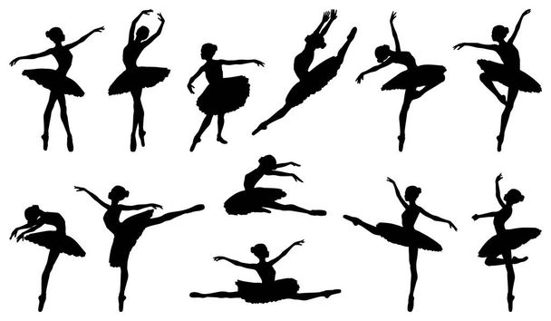 Ballerina in tutù silhouette balletto pose
 - Vettoriali, immagini