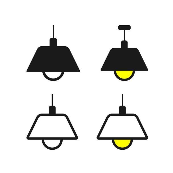 Flat Lamp Icon Set Sign Vector Illustration Vector - Vector, Image