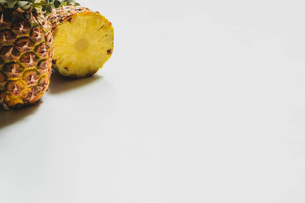 fresh cut delicious pineapples on white background - 写真・画像