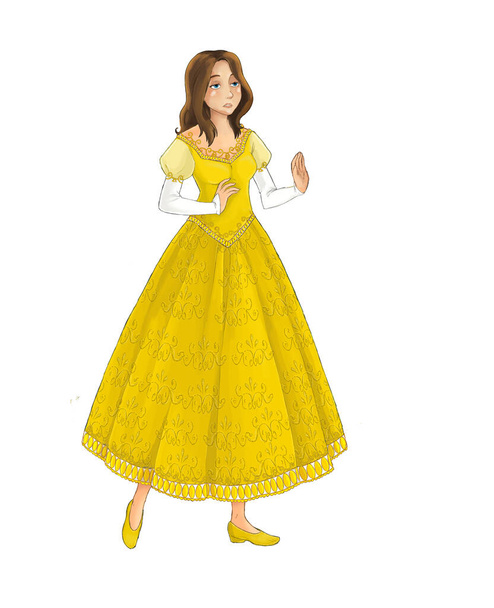 cartoon scene with beautiful princess on white background - illustration for children - Foto, afbeelding
