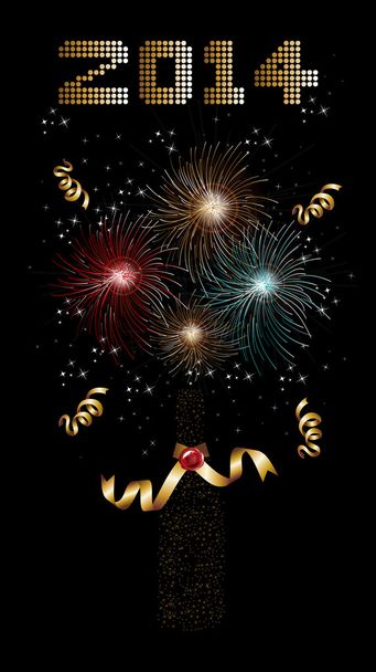 新年あけましておめでとうございます 2014 led と花火の背景 - ベクター画像