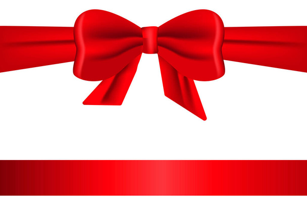 Gift red ribbon with a bow. Satin silk ribbon for packaging. Vector image.  - Vector, Image