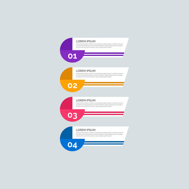 Modern Info-graphic Template for Business with four steps multi-Color design. Set of 4 simple elements for info graphics, flow charts, presentations, web sites, banners, printed materials. Flat style. - Vektor, Bild