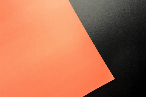 Geometry textured paper background; minimal concept. Orange and black colors. Abstract and creative flat layout with copy space. - Foto, afbeelding