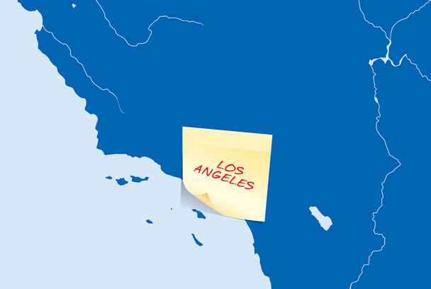 Карта жовті stick Примітка з Лос-Анджелеса тексту - Вектор, зображення