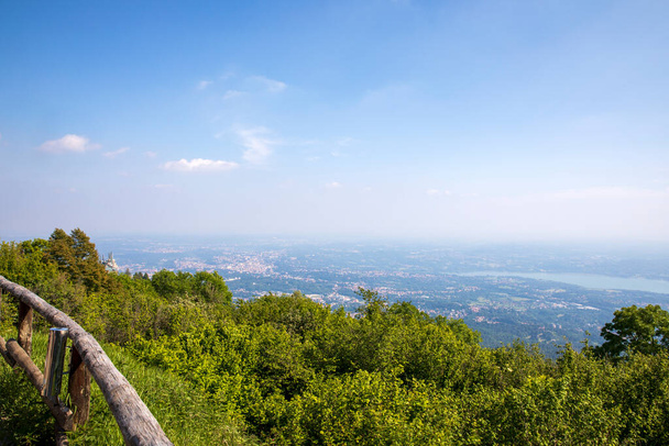 Sacro Monte (VA), Italy - June 01, 2020: The view at top hill at Campo dei fiori regional park, Varese, Lombardy, Italy - Photo, Image