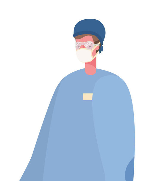 Médico masculino con diseño de vectores de máscara
 - Vector, Imagen