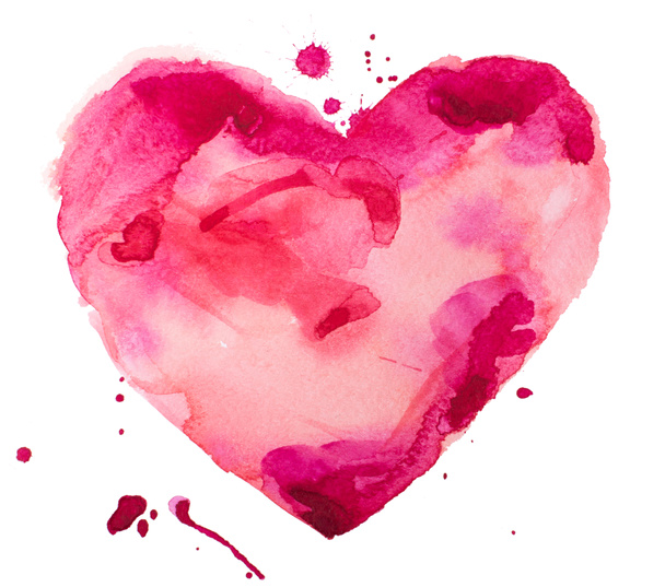 Akwarele serca. koncepcja - miłość, związek, sztuka, malarstwo - Zdjęcie, obraz