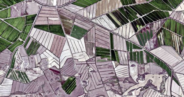 composição noturna, homenagem a Picasso, fotografia abstrata dos campos da Espanha a partir do ar, visão aérea, representação de campos de trabalho humano, arte abstrata
,  - Foto, Imagem