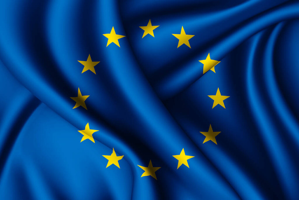 3d rendering waving silk flag of European Union - Fotografie, Obrázek
