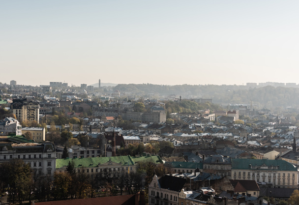 scenic aerial view of city with old houses and skyline, lviv, ukraine - Photo, Image