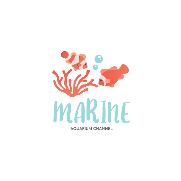 Carino scuola barriera corallina di clownfish logo illustrazione vettoriale
 - Vettoriali, immagini