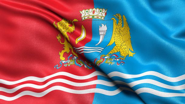 Az Ivanovo Oblast zászlója integet a szélben. 3D illusztráció. - Fotó, kép