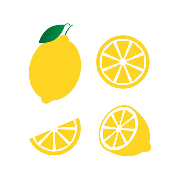 Fresh lemon fruits, collection of vector illustrations - Vector, Imagen
