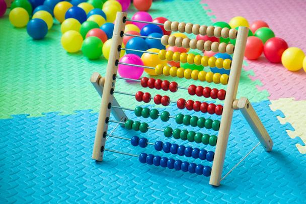 Abacus, colorful kids educational toys, in play ground - Photo, Image