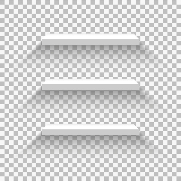 Empty white shelves on light grey background. Vector eps10 illustration - Vector, Image