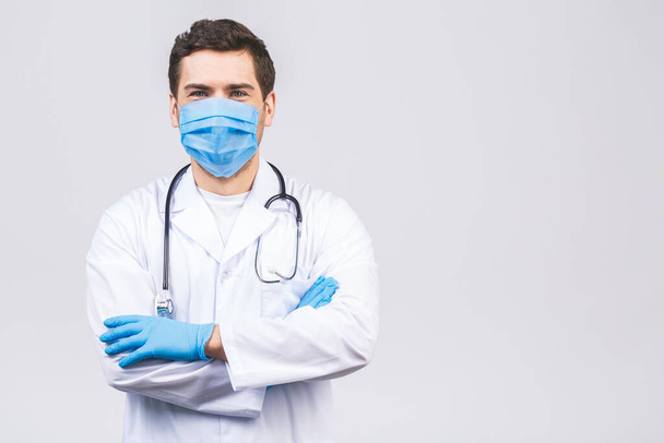 Doctor Wearing Gloves and Medical Mask. Medical Concept Corona Virus. - Photo, Image